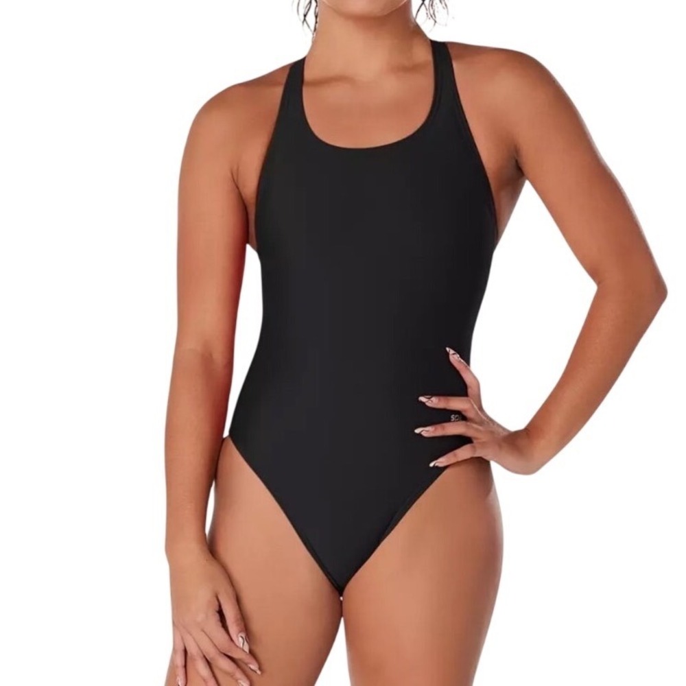 Speedo Pro LT One Piece Swimsuit Womens 8/34 Team Black Racerback 8002406001 NEW